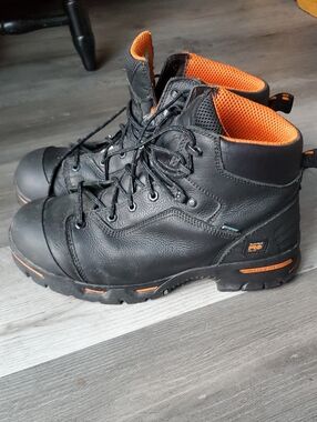 Timberland Black and Orange Work Boots